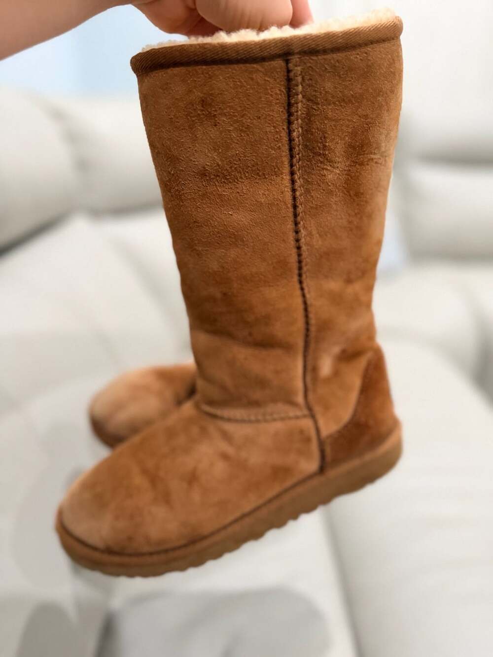 Ugg Classic Tall Boots Size 4 Chestnut Brown Suede Shearling
